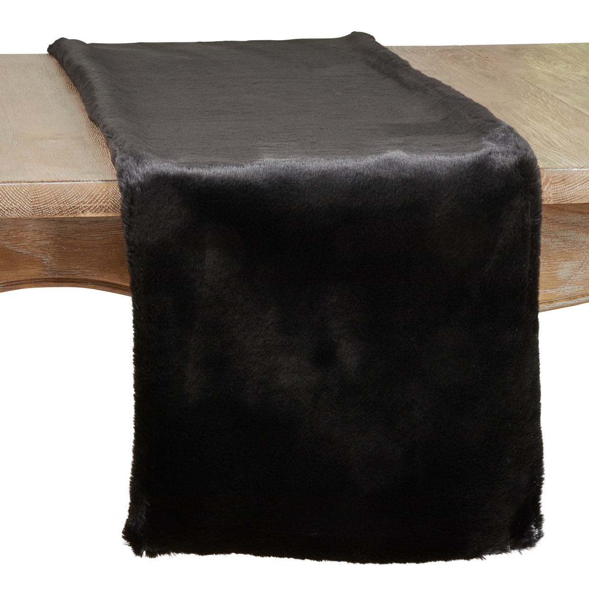 Picture of Saro Lifestyle 1798.BK1472B 14 x 72 in. Faux Fur Rabbit Table Runner, Black