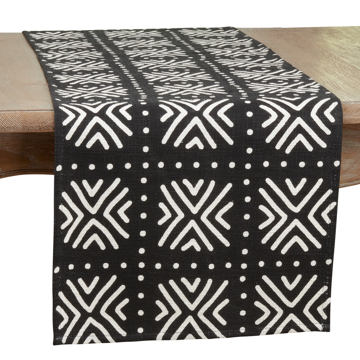Picture of Saro Lifestyle 1512.BK1672B 16 x 72 in. Mudcloth Table Runner, Black