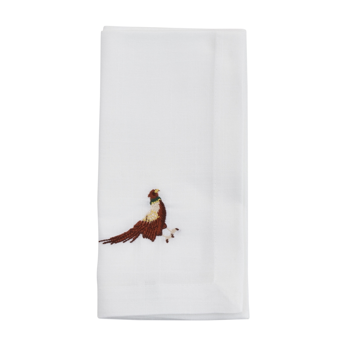 Picture of Saro Lifestyle YP118.W20S 20 in. Embroidered Pheasant Design Table Napkins, White - Set of 4