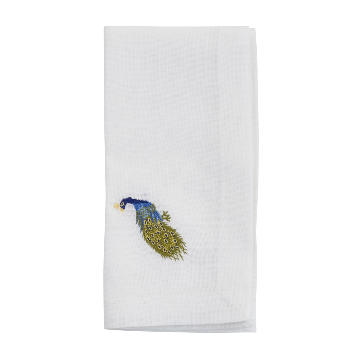 Picture of Saro Lifestyle YP147.W20S 20 in. Embroidered Peacock Table Napkins, White - Set of 4