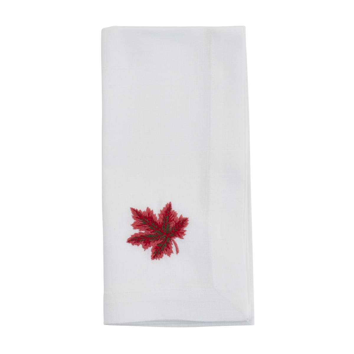Picture of Saro Lifestyle YP154.W20S 20 in. Embroidered Autumn Leaf Table Napkins, White - Set of 4