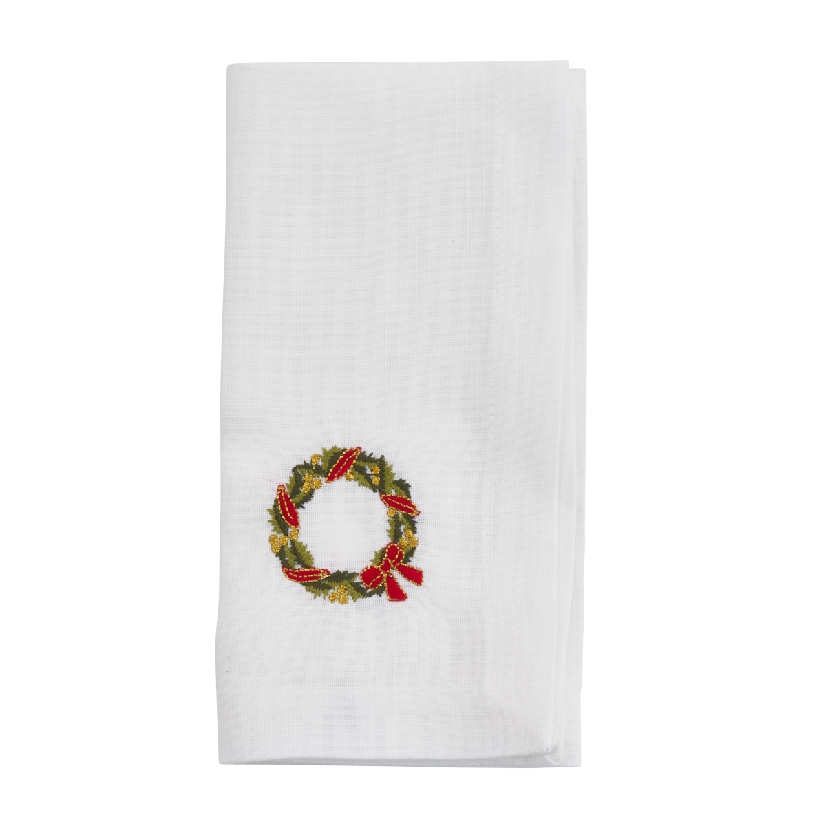 Picture of Saro Lifestyle YP174.W20S 20 in. Embroidered Wreath Table Napkins, White - Set of 4