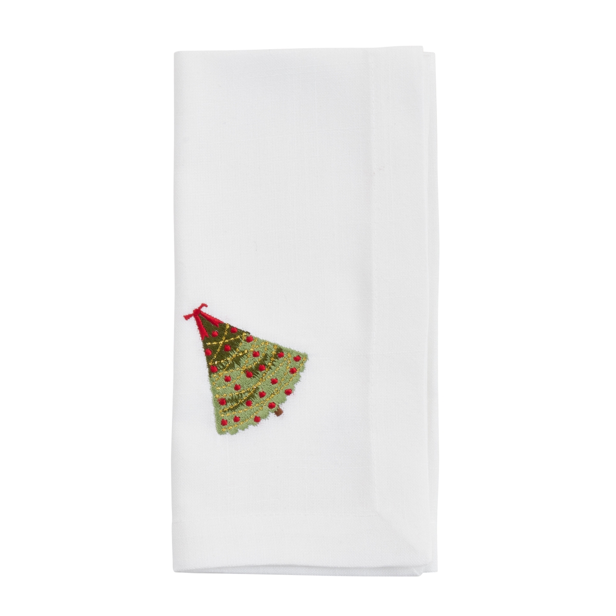 Picture of Saro Lifestyle YP213.W20S 20 in. Embroidered Christmas Tree Table Napkins, White - Set of 4