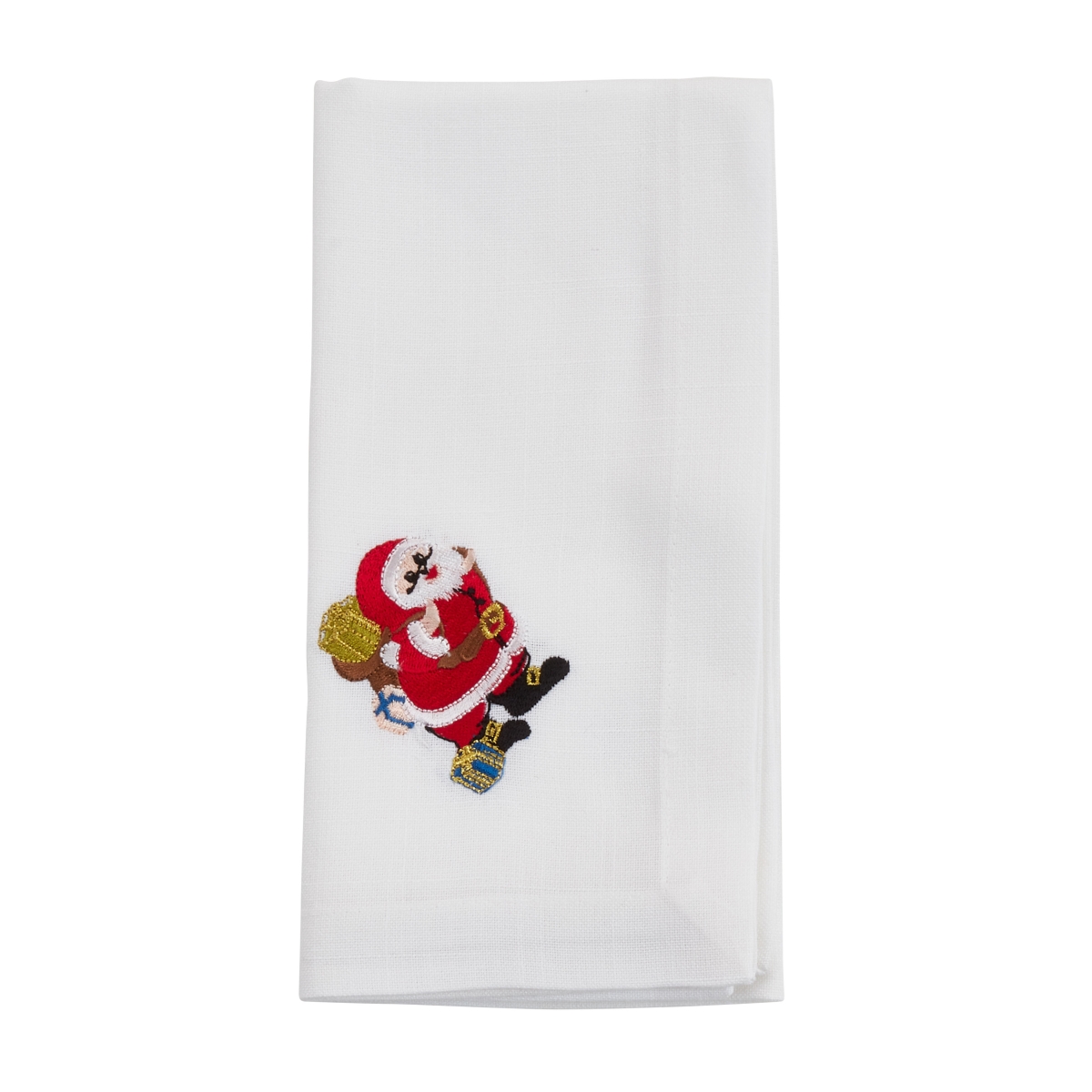 Picture of Saro Lifestyle YP625.W20S 20 in. Embroidered Santa Table Napkins, White - Set of 4