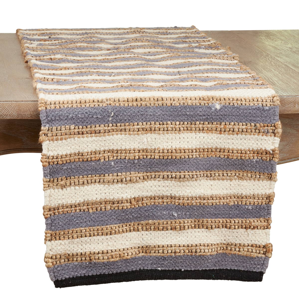 Picture of Saro Lifestyle 357.BL1672B 16 x 72 in. Striped Chindi Table Runner, Blue