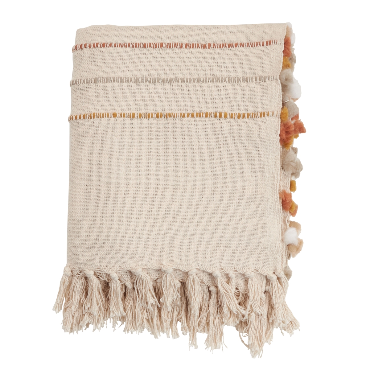 50 x 60 in. Striped Throw Blanket, Ivory
