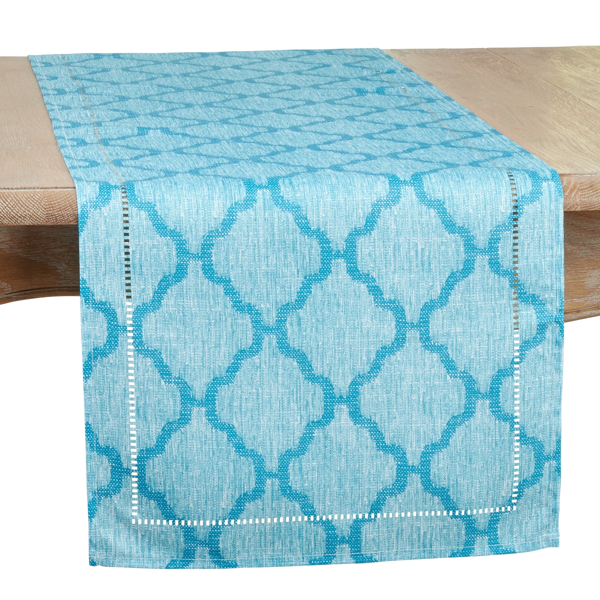 Picture of Saro Lifestyle 6718.TQ1672B 16 x 90 in. Laser-Cut Hemstitch Runner, Turquoise