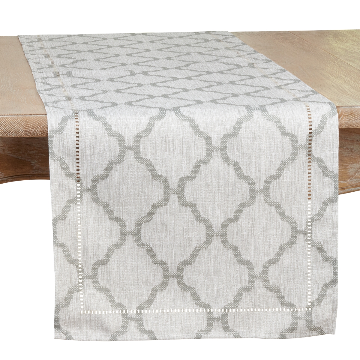 Picture of Saro Lifestyle 6718.GY1690B 16 x 90 in. Laser-Cut Hemstitch Runner, Gray