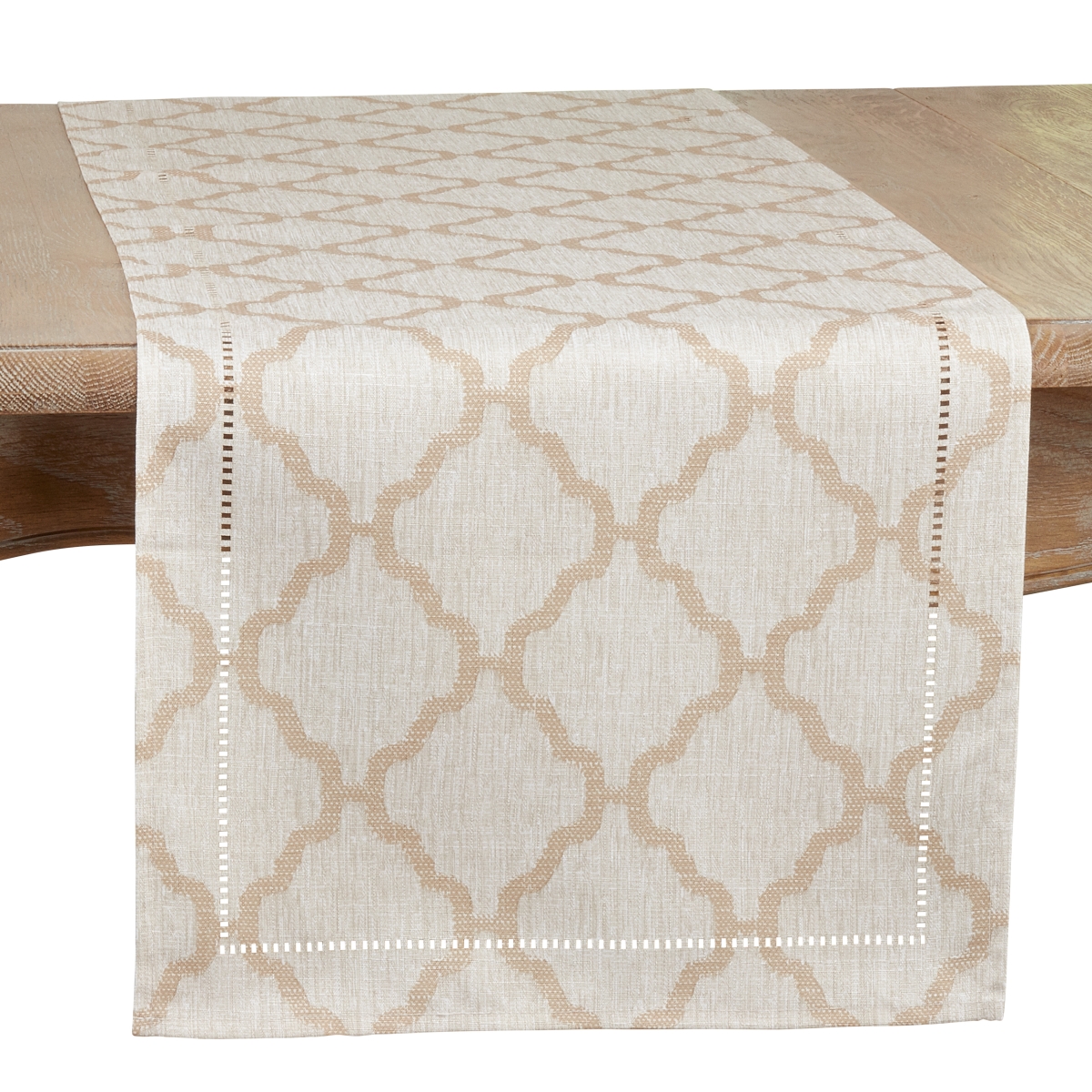 Picture of Saro Lifestyle 6718.T1672B 16 x 72 in. Laser-Cut Hemstitch Runner, Taupe