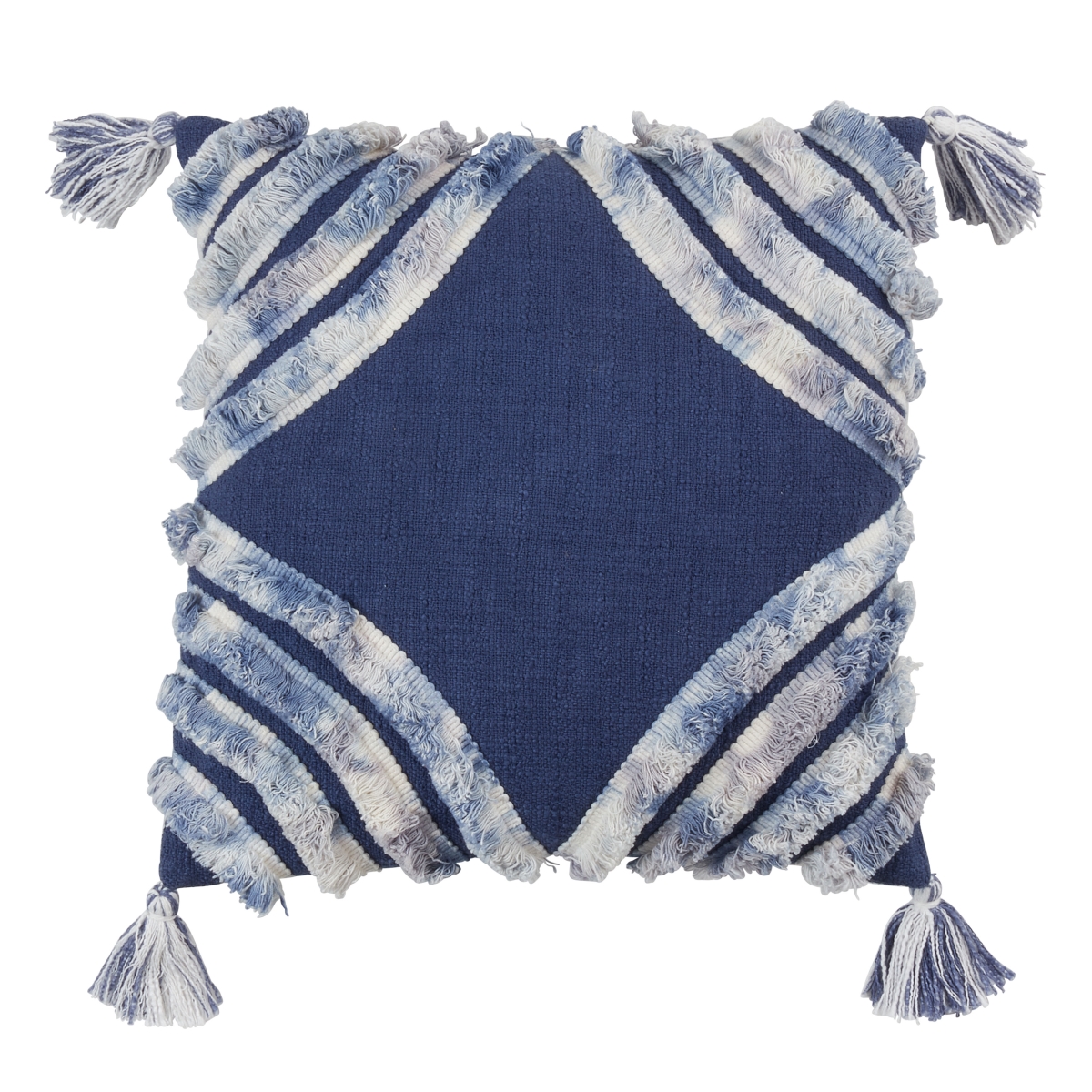 Dual-Tone Tufted Diamond Pillow Cover - Navy Blue - 18 in.