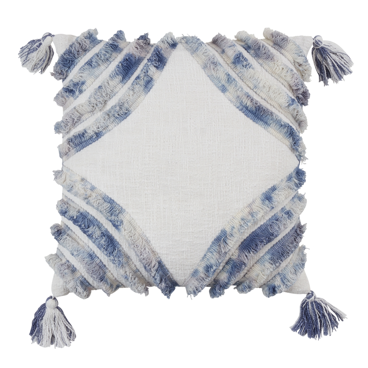 18 in. Dual-Tone Tufted Diamond Pillow Cover, Ivory