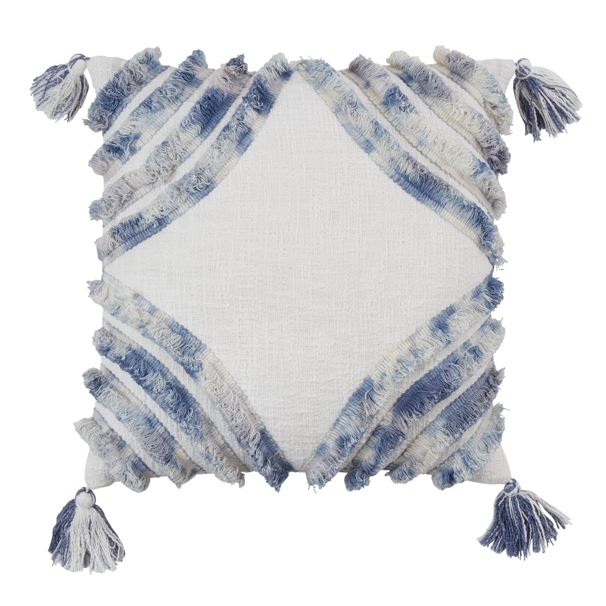 18 in. Dual-Tone Tufted Diamond Throw Pillow with Poly Filling, Ivory