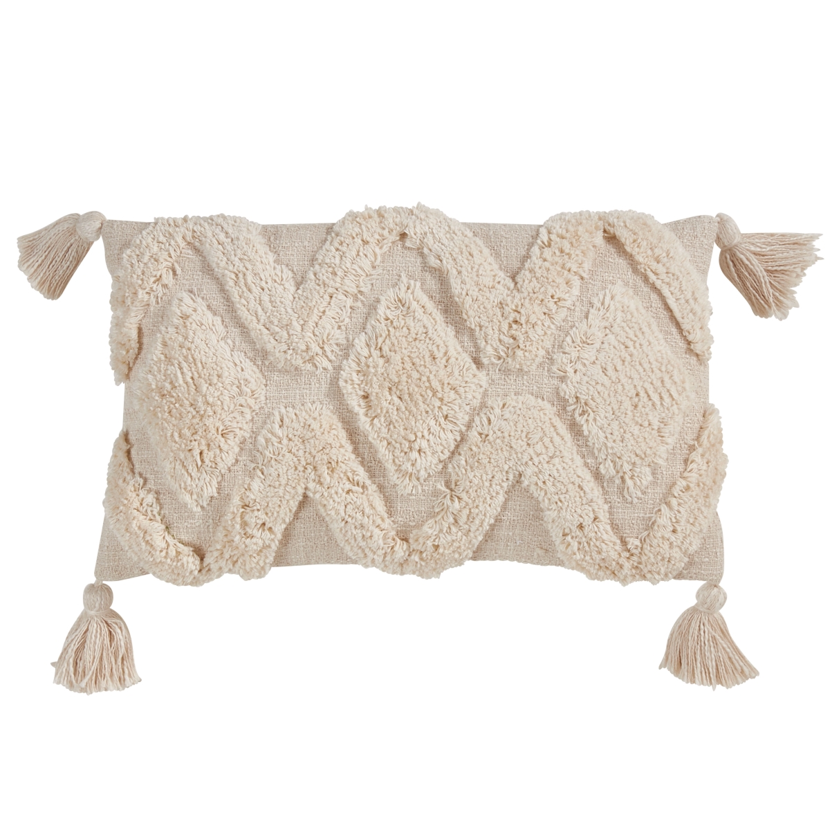 5316.I1320BP 13 x 20 in. Tufted Diamond Lumbar Throw Pillow with Poly Filling, Ivory
