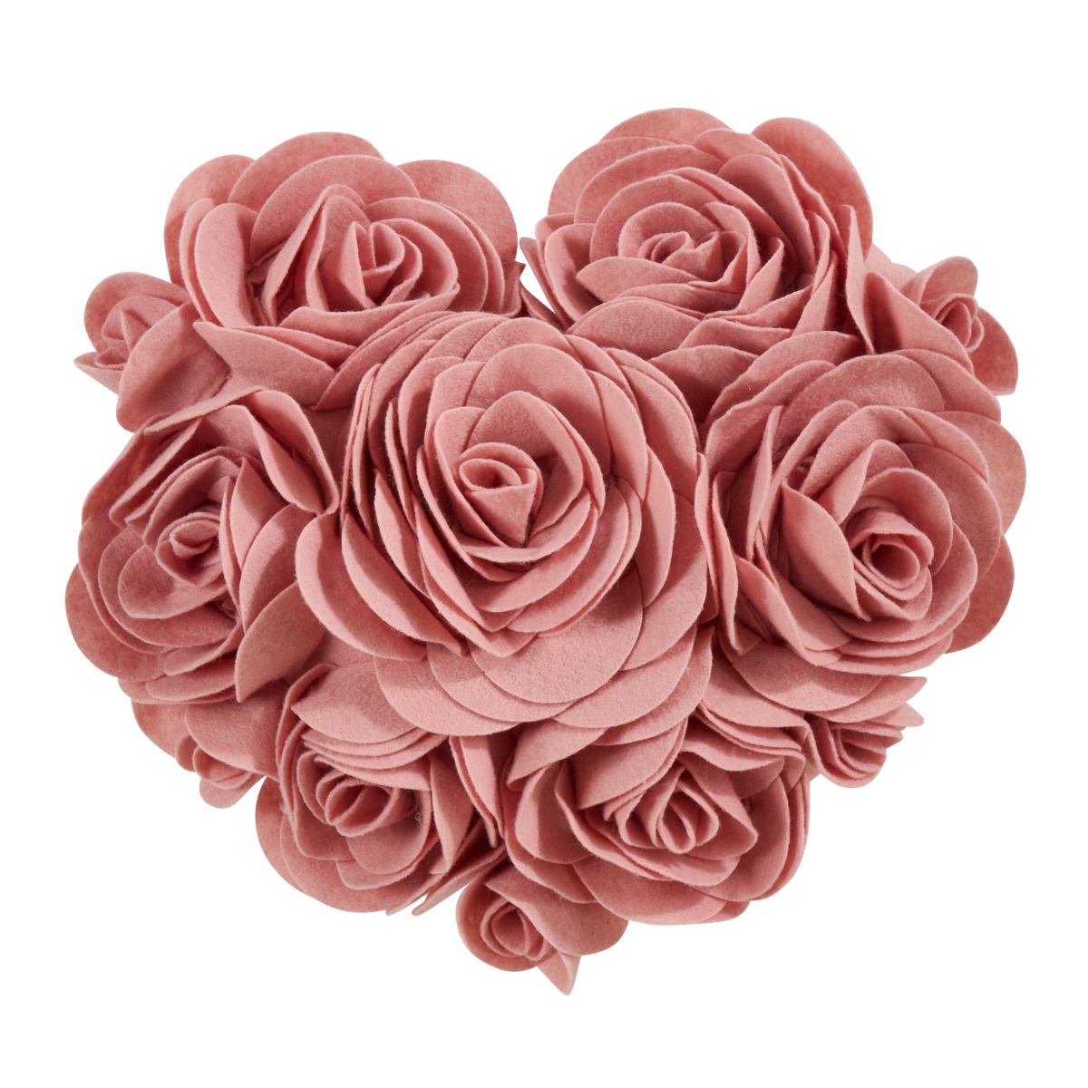 13 in. Heart Shaped Felt Throw Pillow, Pink