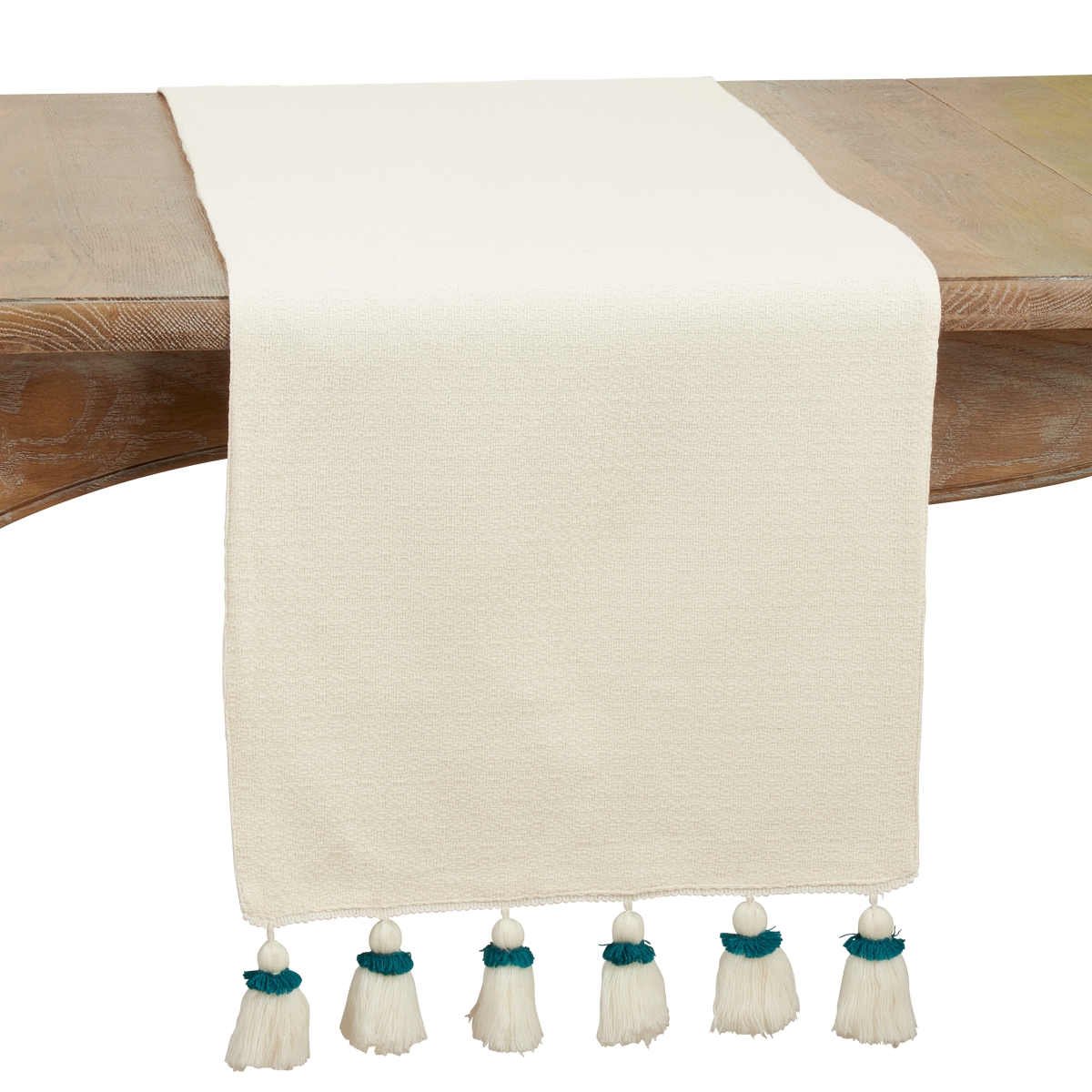 Picture of Saro Lifestyle 3530.TE1672B 16 x 72 in. Tassel Design Table Runner, Teal