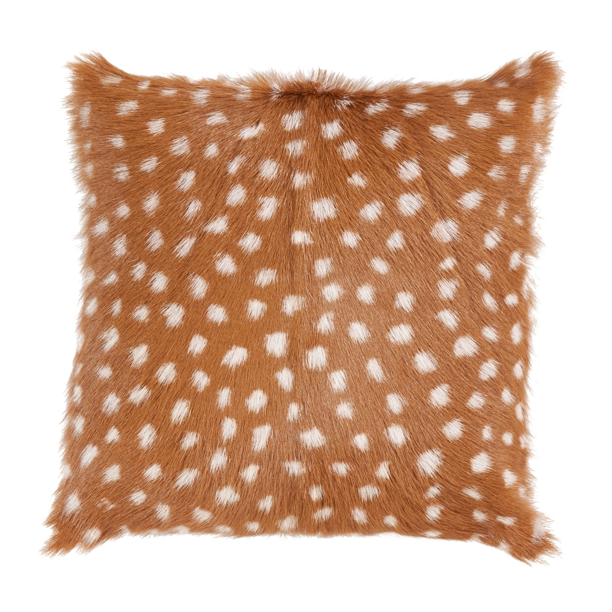 16 in. Deer Spot Goat Fur Throw Pillow, Brown