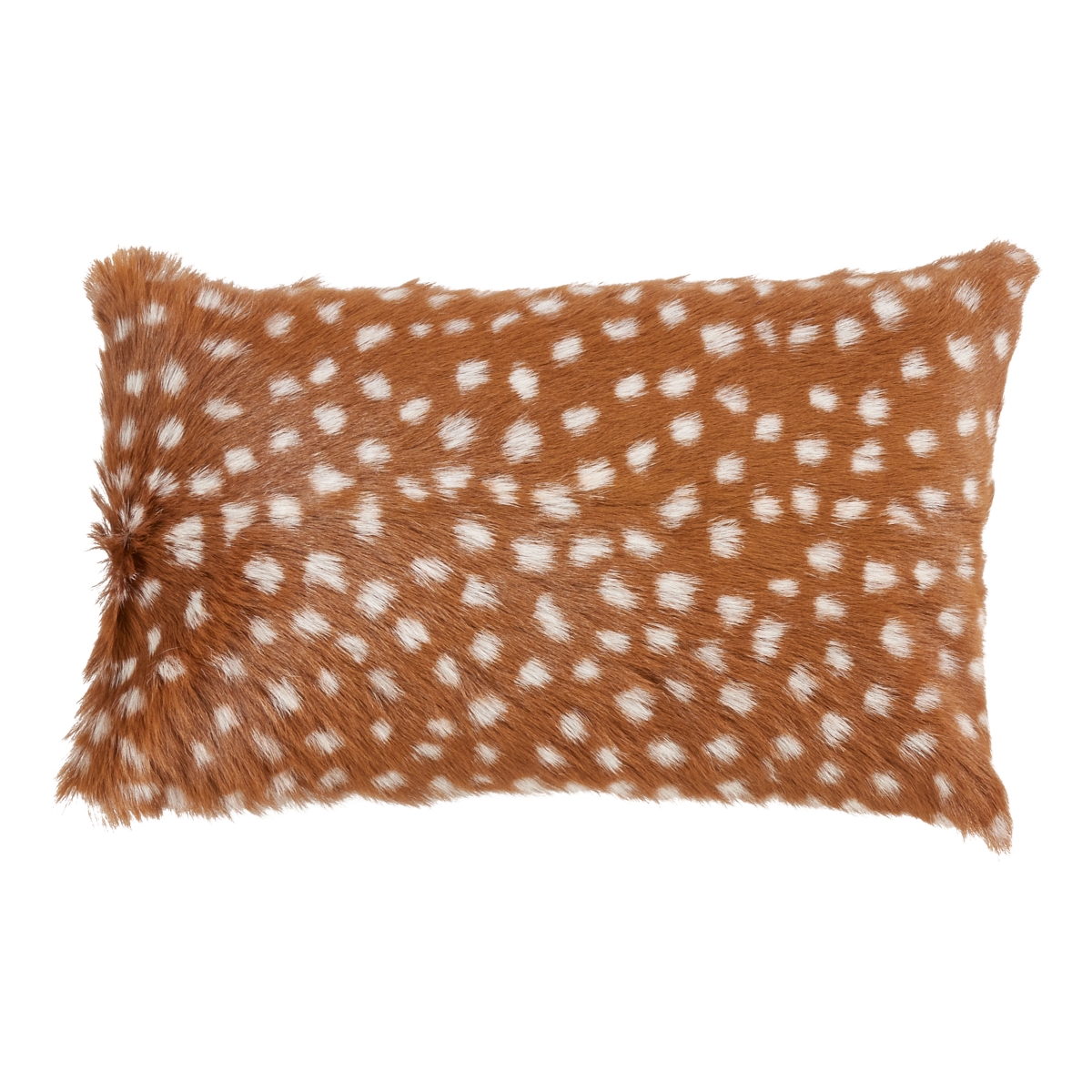 12x 20 in. Deer Spot Goat Fur Throw Pillow, Brown