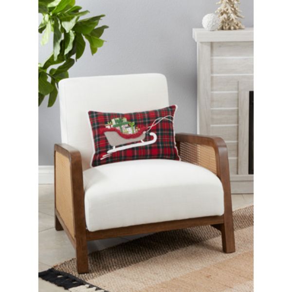 12 x 18 in. Plaid Sleigh Pillow Cover, Red