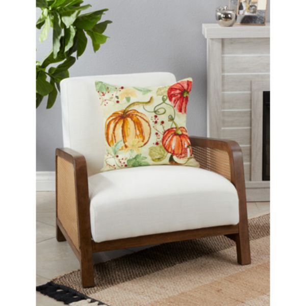 18 x 18 in. Pumpkin Design Throw Pillow Cover, Multi Color