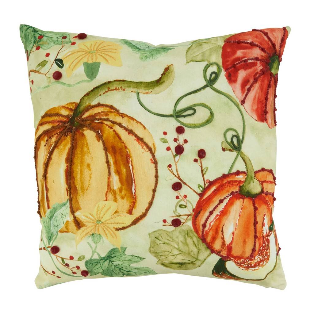 18 x 18 in. Pumpkin Design Throw Pillow with Poly Filling, Multi Color