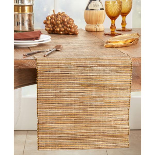 Picture of Saro Lifestyle 217.GL1672B 16 x 72 in. Shimmering Woven Nubby Table Runner, Gold