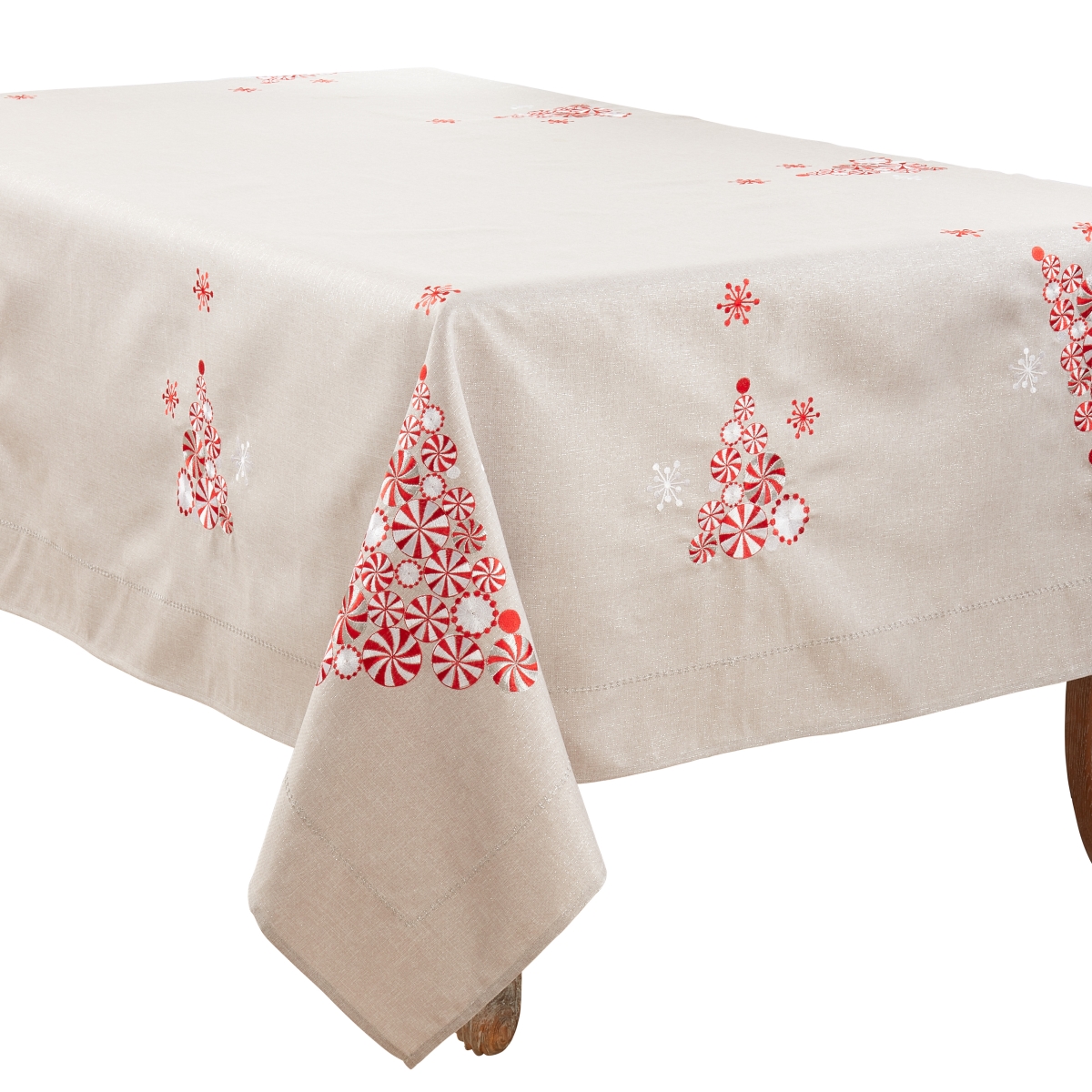Picture of Saro Lifestyle 2071.S65120B 65 x 120 in. Peppermint Christmas Tree Tablecloth, Silver