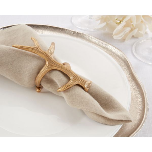 Picture of Saro Lifestyle NR287.GL 5.5 in. Antler Napkin Rings, Natural - Set of 4
