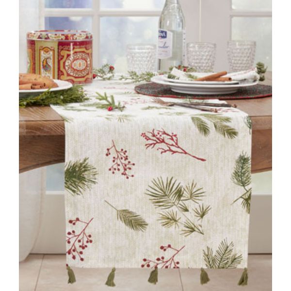 Picture of Saro Lifestyle 101.RG1672B 16 x 72 in. Pine needle & Red Berry Table Runner, Red & Green