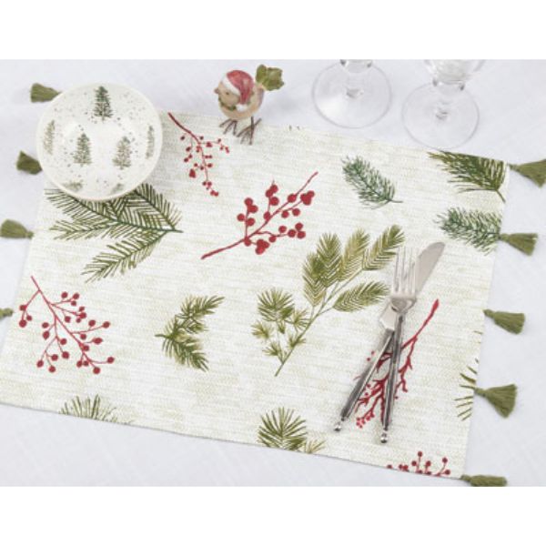 Picture of Saro Lifestyle 101.RG1419B 14 x 19 in. Pine needle & Red Berry Placemats, Red & Green - Set of 4