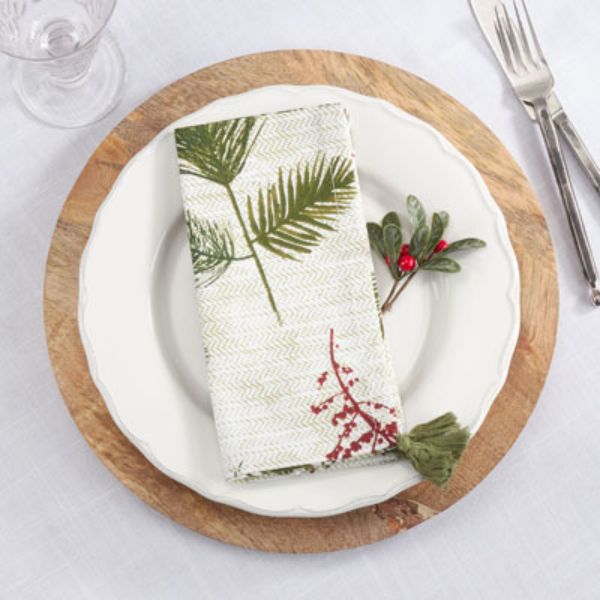 Picture of Saro Lifestyle 101.RG18S 18 x 18 in. Pine needle & Red Berry Table Napkins, Red & Green - Set of 4