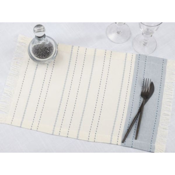 Picture of Saro Lifestyle 103.BL1319B 13 x 19 in. Striped Dobby Placemats, Blue - Set of 4