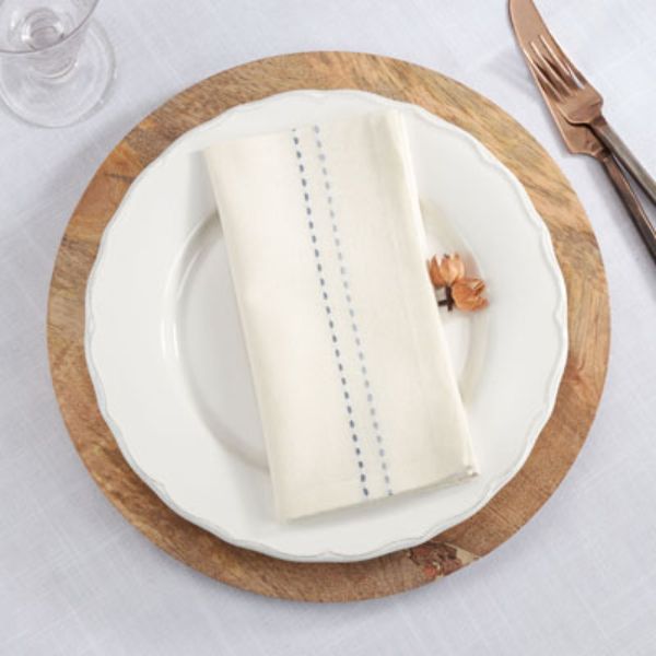 Picture of Saro Lifestyle 103.BL18S 18 in. Striped Dobby Table Napkins, Blue - Set of 4