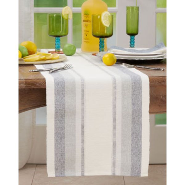 Picture of Saro Lifestyle 106.BL1472B 14 x 72 in. Ribbed Stripe Table Runner, Blue