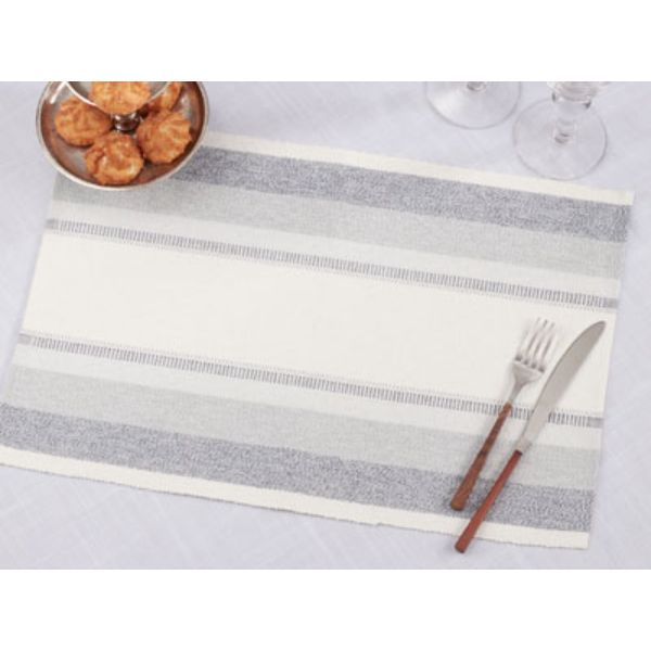 Picture of Saro Lifestyle 106.BL1319B 13 x 19 in. Ribbed Stripe Placemats, Blue - Set of 4