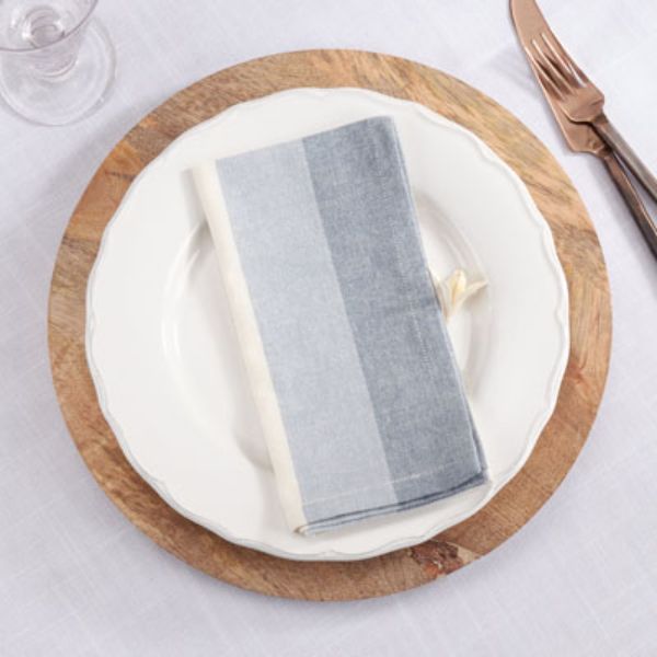 Picture of Saro Lifestyle 106.BL18S 18 in. Stripe Design Table Napkins, Blue - Set of 4