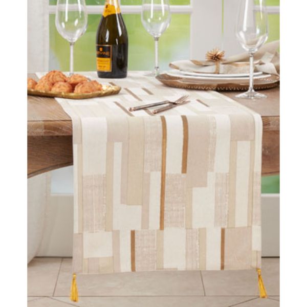 Picture of Saro Lifestyle 108.GL1672B 16 x 72 in. Geometric Foil Print Table Runner, Gold