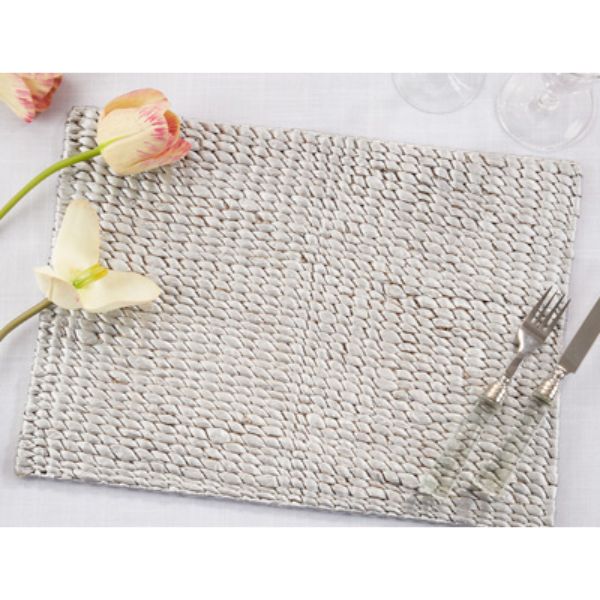 Picture of Saro Lifestyle 1404.S1419B 14 x 19 in. Woven Water Hyacinth Placemats, Silver - Set of 4