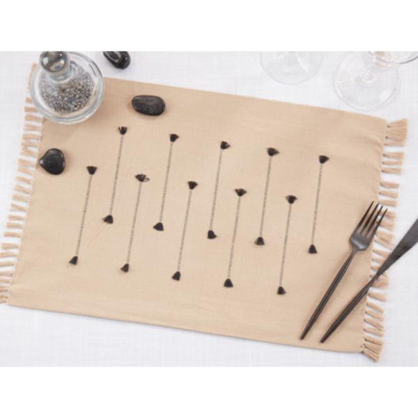 Picture of Saro Lifestyle 2263.N1319B 13 x 19 in. Fringe Line Placemats, Natural - Set of 4