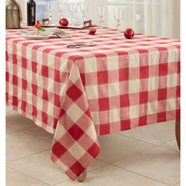 Picture of Saro Lifestyle 8571.R70104B 70 x 014 in. Stitched Plaid Tablecloth, Red