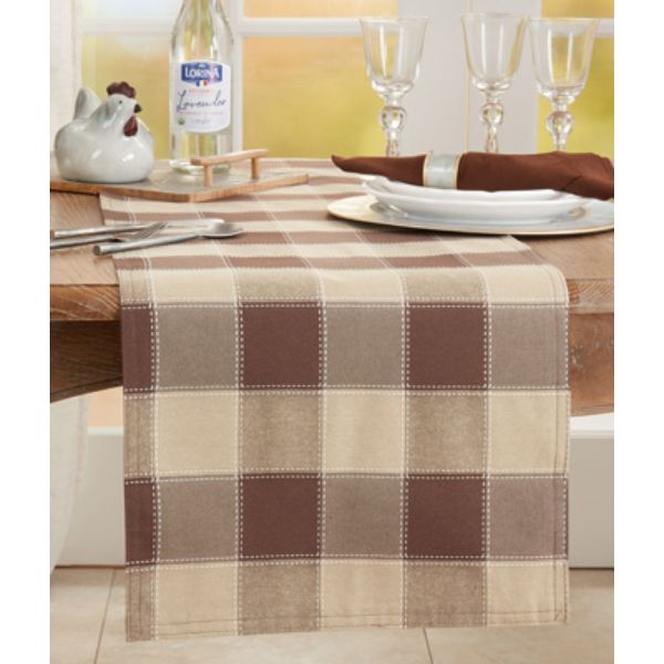 Picture of Saro Lifestyle 8571.MC1672B 16 x 72 in. Stitched Plaid Table Runner, Multi Color