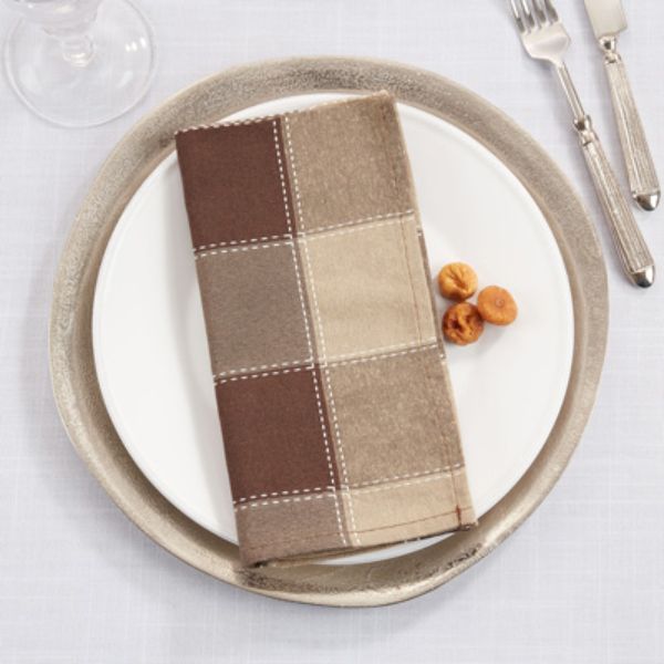 Picture of Saro Lifestyle 8571.MC20S 20 x 20 in. Stitched Plaid Table Napkins, Multi Color - Set of 4