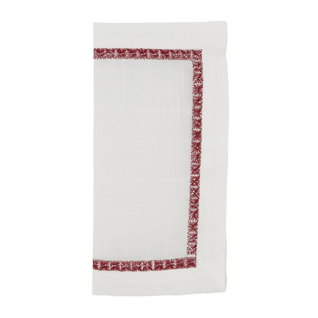 Picture of Saro Lifestyle 5603.BU10S 10 x 10 in. Embroidered Border Cocktail Napkins, Burgundy - Set of 4