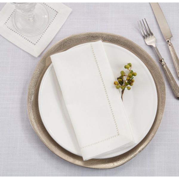 Picture of Saro Lifestyle 6300.I6S 6 x 6 in. Hemstitched Border Cocktail Napkins, Ivory - Set of 12