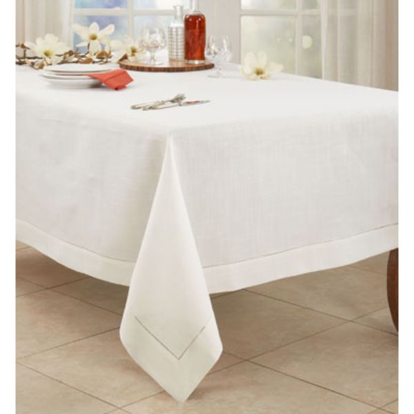 Picture of Saro Lifestyle 6300.I70104B 70 x 104 in. Hemstitched Border Tablecloth, Ivory