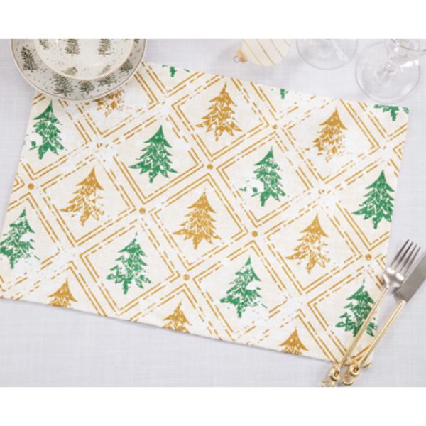 Picture of Saro Lifestyle 151.GL1420B 14 x 20 in. Christmas Trees Placemats, Gold - Set of 4