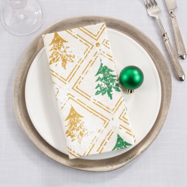 Picture of Saro Lifestyle 151.GL20S 20 x 20 in. Christmas Trees Table Napkins, Gold - Set of 4