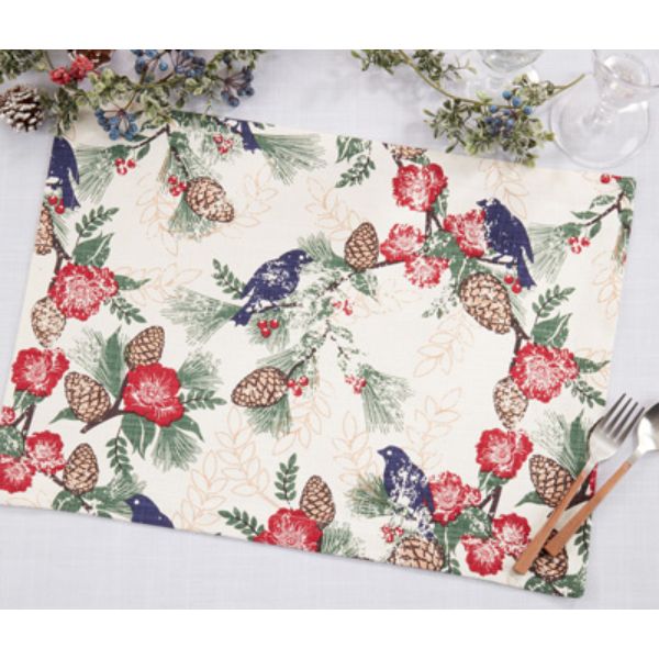 Picture of Saro Lifestyle 557.M1420B 14 x 20 in. Pinecones & Birds Placemats, Multi Color - Set of 4