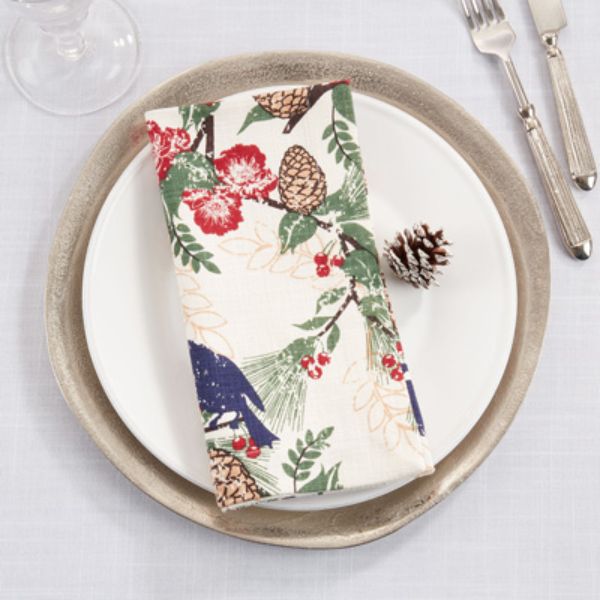 Picture of Saro Lifestyle 557.M20S 20 x 20 in. Pinecones & Birds Table Napkins, Multi Color - Set of 4