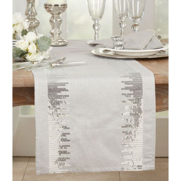 Picture of Saro Lifestyle 1102.S1672B 16 x 72 in. Sequin Border Table Runner, Silver