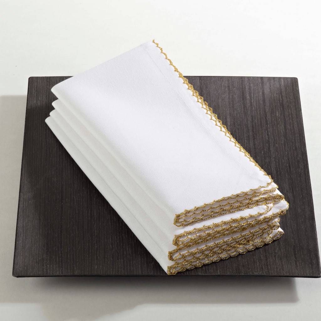 Picture of Saro Lifestyle 1442.GL22S 22 x 22 in. Sqaure Whip Stitched Table Napkins, Gold - Set of 4